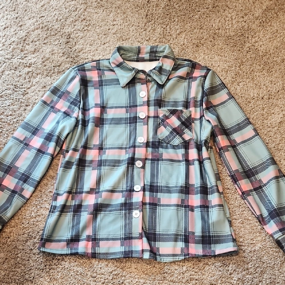 Plaid Shirt in Green and Pink